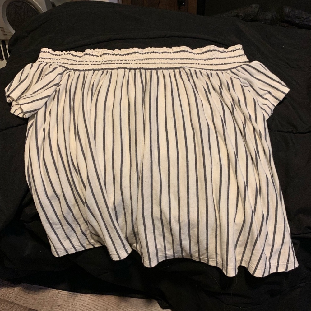 striped off the shoulder top